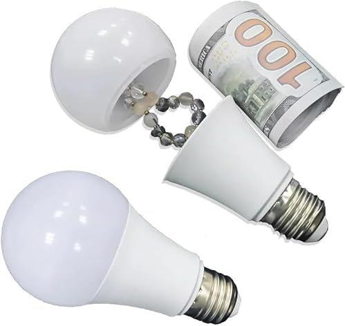 White Bulb Transfer For Hiding Money,Hide in Plain Sight Key Money Jewelry Storage Cash Holder Safes Light Bulb-Hidden Compartment,Safety and Security, Diversion Safes and Safe Accessories 1 Pc