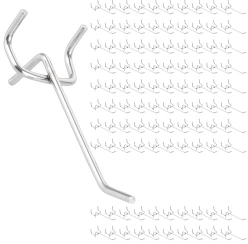 ZOFUN Lot de 100 crochets muraux perforés de 10 cm, crochets muraux à outils, crochets simples pour panneau perforé, accessoires pour porte-outils, mur, garage, étagère, atelier