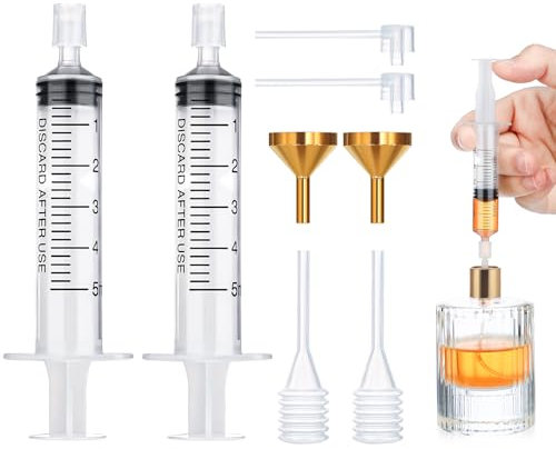Segbeauty Outil de Transfert de Distributeur Parfum, Entonnoir en Métal pour Remplissage, Pipette en Plastique, Pompe de Recharge de Parfum, Seringue de Remplissage 5ml