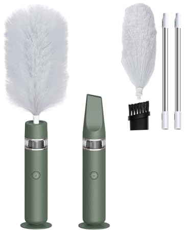 2-in-1 Spolverino Elettrico & aspirapolvere portatile, Spazzola elettrica Rotante mini aspirapolvere per auto senza fili per Pulire casa, ufficio, Auto (Verde)