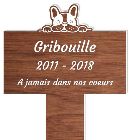 Piquet Plaque Funéraire Commémoratif Personnalisé - Bois - Inter funéraire pour Chat, Chien - Souvenir pour Animaux - Piquet Plaque Funéraire Animaux - Textes Personnalisables (Chien)