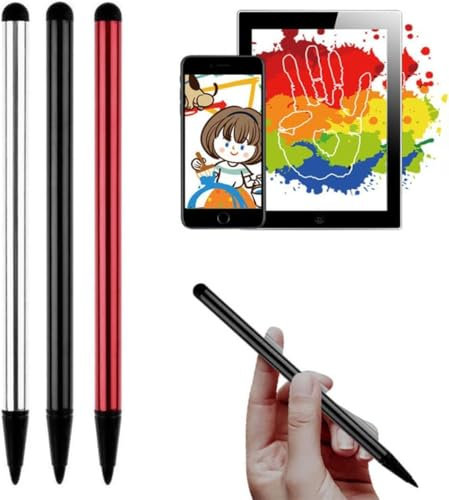 QIBZI Punteros para móviles Tableta capacitiva universal 2 en 1, lápiz óptico para pantalla táctil ampliamente compatible con todos los dispositivos con pantalla táctil capacitiva (3 piezas)