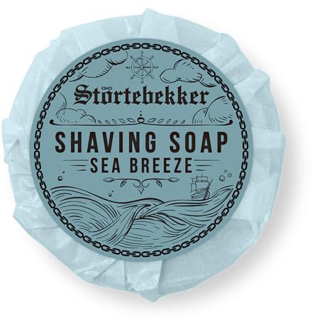 Störtebekker® Premium Rasierseife Sea Breeze 70g - Handgefertigte Seife für ergiebigen Rasierschaum - Perfekt für die Rasur mit Rasierhobel & Rasiermesser - Vegane Rasierseife Damen & Herren
