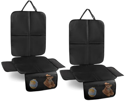 Cozary Protezione Sedile Auto – Impermeabile e Facile da Pulire, Protezione Sedile Posteriore per Seggiolino, Ovetto e Rialzo, con Tasche Portaoggetti, Set da 2