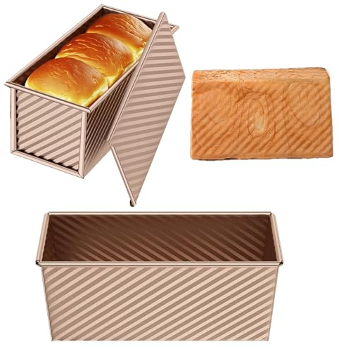 Shibida Molde para Pan con Tapa Tostado Molde de Tostadas Ondulado Antiadherentes Molde Pan Bandeja para Hornear Molde Bizcocho para Brioche Brownie Pastel de Frutas Confitadas