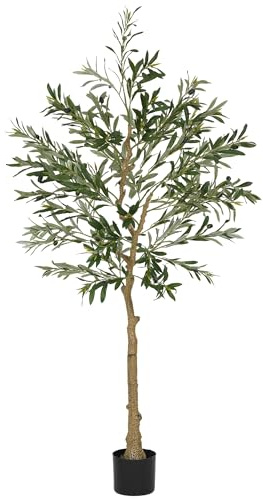 HOMCOM Olivier Artificiel 150 cm en Pot Feuilles et Fruits Réalistes | Plante Artificielle Intérieur, Fausse Plante, Décoration Maison Bureau Salon Chambre