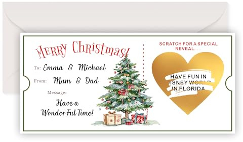 Personalised Scratch Card Reveal for Christmas, Christmas Scratch Cards with Envelopes, Surprise Scratch Card Reveal Xmas Cards Gifts for Women Men Kids Mum Dad Wife Husband (Design 3)