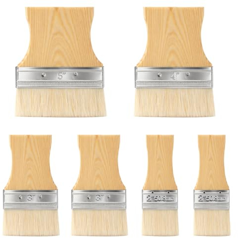 Set med 6 målarborstar, bred platt pensel, lackeringspensel, målarborst, 2/3/4/5 tum glasyrpenselset, färgpensel för trälack penselset målning, färgpensel akrylfärg möbelfärg väggfärg lackfärg