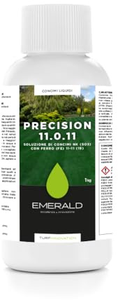 EMERALD PRECISION, Concime Liquido NK con Ferro Chelato, Fertilizzante a Lenta Cessione per Tappeti Erbosi, Nutrizione Tecnica Anti-Stress, Azione Prolungata fino a 3 Volte (1 Kg)