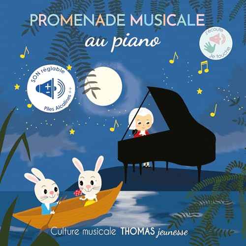 Promenade musicale au piano: Livre sonore bébé à toucher dès 6 mois avec grandes piles AAA alcalines incluses
