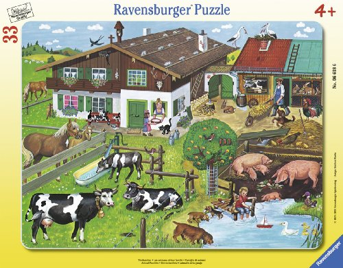 Ravensburger Kinderpuzzle - 06618 Tierfamilien - Rahmenpuzzle für Kinder ab 4 Jahren, mit 33 Teilen