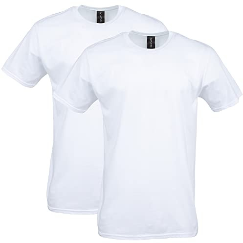 Gildan Adult Softstyle Cotton T-Shirt, Style G64000, Multipack, White (2-Pack), Medium