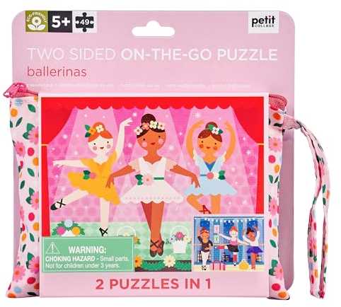 Petit Collage Ballerina Two-sided On-the-Go Puzzle, Pink, Purple, 100