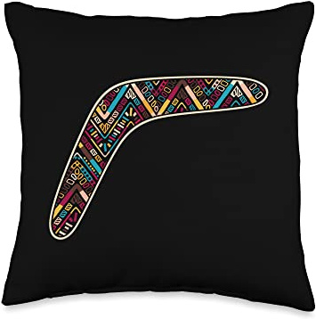 Boomerang Australia Outdoor Sports Vintage Native American Boomerang Tribal Throw Pillow, 16x16, Multicolor