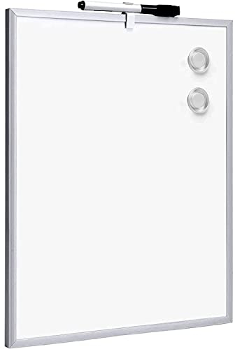 Raylu Paper - Petit Tableau Magnétique Mural Blanc, Cadre Aluminium, Tableau Blanc Effaçable à Sec avec Feutre Effaçable Noir et Effaceur, Aimant, 4 Coussinets Adhéshifs de Montage Mural (35 x 28 cm)
