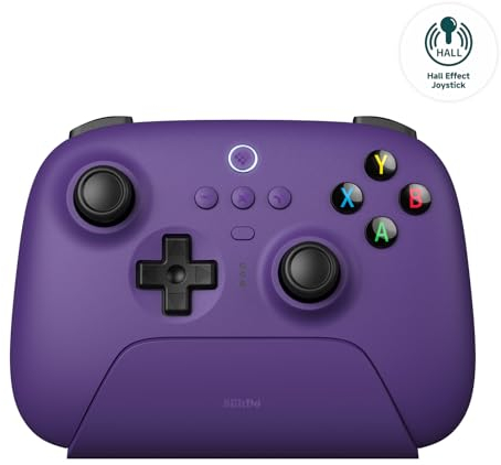 8Bitdo Ultimate 2.4G Wireless Controller, Hall Effect Joystick Update, Gaming Controller with Charging Dock for PC, Android, Steam Deck & Apple (Purple)