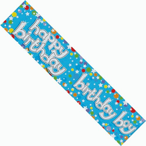 Birthday Boy Party Banner – Extra Wide 2.7m x 19cm Blue Decoration, Reusable Boys’ Party Banner, Celebration decor.
