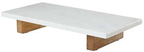 Santa Barbara Design Studio Marble Charcuterie Boards Cheese Board Footed Cutting Board, 15.75 L x 8 W x 2.5 H, White