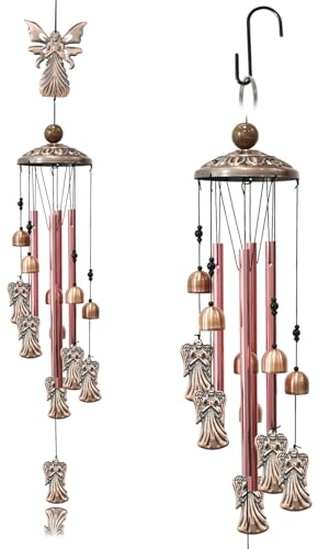 Giochi a vento per esterni, scacciapensibili in metallo, angelo, decorazione da giardino, angelo decorativo, motivo a campana, campana esagonale per cortile, balcone, terrazza e decorazione per la