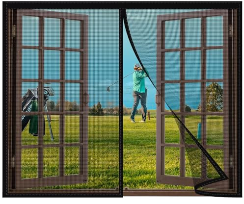 Mosquitera Magnética Para Cortinas 95x80cm Cortina Mosquiteras Magnética de Malla Antiinsectos con,Sellado Automático,Fácil de Ensamblar Negro