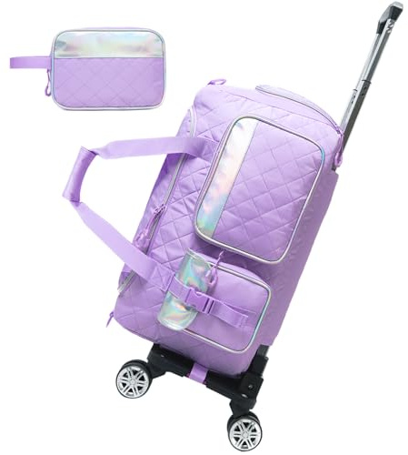 Bolsa de Viaje Mujer, Grande de Fin de Semana, Bolsa de Deporte con Ruedas con Bolsas Neceser