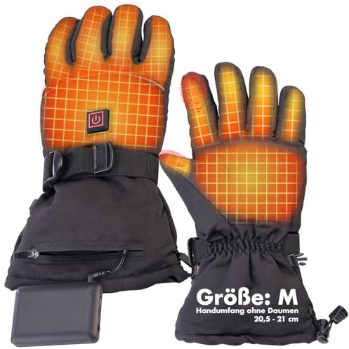 PEARL urban Beheizte Handschuhe: Beheizbare Handschuhe mit Akkus, wiederaufladbar, 3 Heizstufen, Gr. M (Heizhandschuhe, mit Heizung, Handwärmer)