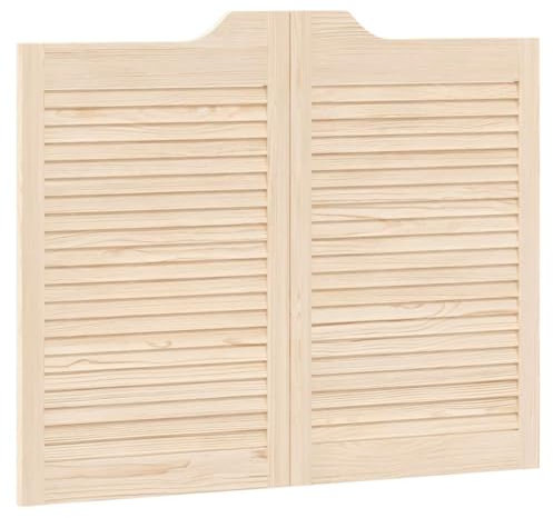 vidaXL Puertas batientes diseño de lamas 1 par 80x100cm madera pino, puertas de salón, puertas de bar, puertas batientes
