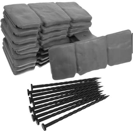 Happyyami 10 Pezzi Bordo Orizzontale Bordo Giardino In Plastica Con Chiodi Bordo Giardino Fai Da Te Bordo Decorativo Bordo Prato Bordo Aspetto Pietra Recinzione Per Bordo Giardino