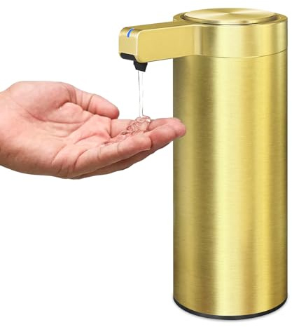Mamiddle Automatic Soap Dispenser Stainless Steel with Sensor Infrared Soap Dispenser Electric IPX5 Waterproof USB-C Charging Motion Sensor for Kitchen & Bathroom (Gold)