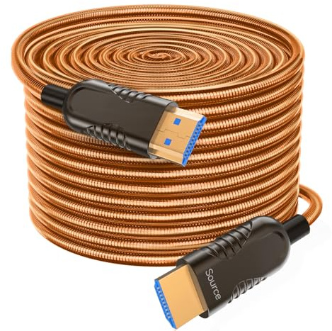 Ploiwue Long câble HDMI en fibre optique 8 K 10 m - Veste en métal - AOC 2.1 - Câble ultra haut débit 48 Gbit/s - Fonction pour HDTV/projecteur, home cinéma, boîte de jeu, lecteur Blu-ray, projecteur