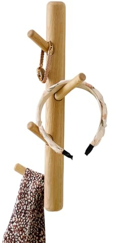 OAKERLAND Wooden Coat Rack Wall Mounted, Oak Floating Jackets Hooks for Bag, Scarves, Handbags, 4 Hooks Branch Shape Coat Rack for Entryway, Living Room, Bedroom, Office (40 CM)