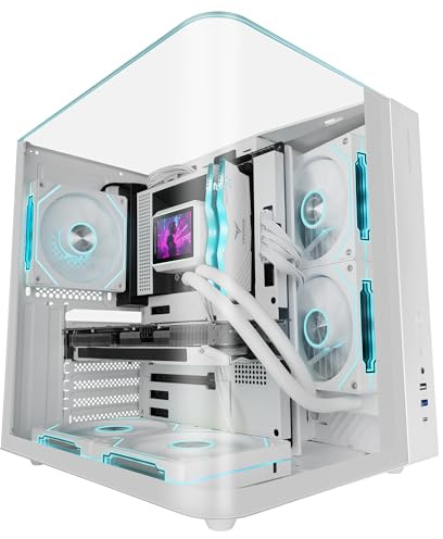 Mars Gaming MC-INFINIOLITE, ATX Gaming Chassi, Kontinuerligt Böjt Ramfritt Härdat Glas, Översta Glaspanel, Dubbla Kammare Struktur, Stöd för Vätskekylning upp till 240mm, Vit