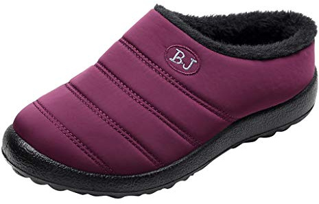 Generisch Outdoor Keep Velvet Pantoufles de neige imperméables pour femme Plus Chaussons chauds d'hiver pour femme, lilas, 38 EU