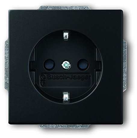 Busch-Jaeger 20 EUCKS-885 SCHUKO Steckdosen-Einsatz mit erh. Berührungsschutz future linear Schwarz Matt 2CKA002013A5333