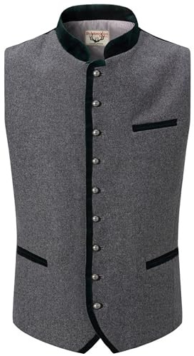 Stockerpoint Weste Alonso, Chaleco de Traje Tradicional Para Hombre, Gris (Grau-Forest), X-Large (Talla fabricante: 56)