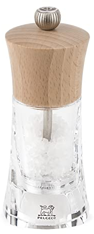 Peugeot - Oleron Manual Salt Mill - Adjustable Grinder - Beechwood and Acrylic, Natural, 14 cm