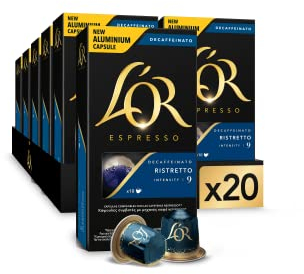 L'OR Espresso Cápsulas de Café Ristretto Decaffeinato | Intensidad 9 | 200 Cápsulas Compatibles Nespresso (R)