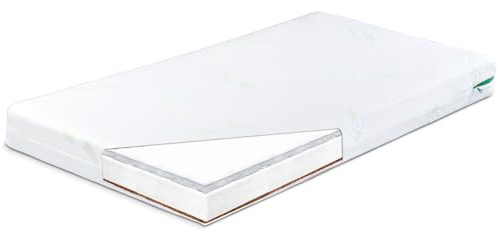 Sensillo Luxe 3-Schicht Babymatratze Schaumstoff, Buchweizen und Kokosnuss - Dicke 11 cm - Universalgröße 120 x 60 cm - Antibakteriell und Antiallergisch - Abnehmbarer atmungsaktiver Bezug