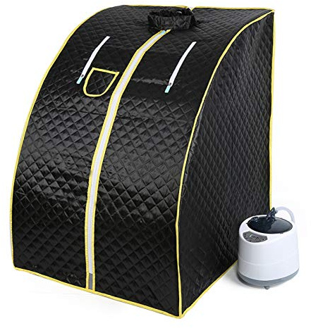 Flyelf bastubox, bärbar ångbastu för personlig spa kroppsvärmare avgiftar förlora vikt med en stol 98 x 70 x 80 cm 98 x 70 x 80 cm Svart