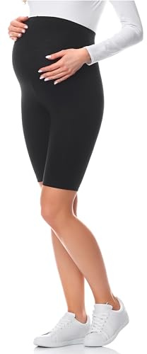 Be Mammy Leggins Premamá cortos para mujer Mallas cortas de Embarazo Shorts de mujer embarazada Ropa premama deportiva Pantalones maternidad BE20-228 (Negro, L)