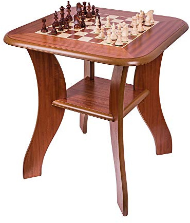 SQUARE - Schackbord 920 M - Schackbräde och Schackfigurer av träv MAHOGNY