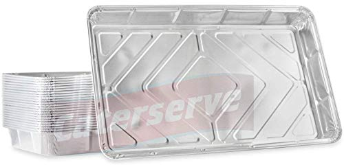 Aluminium Foil Trays Containers for Baking Cooking Freezing and Storing Tray Size 32cm x 20cm x 3.3cm (10 Pack)