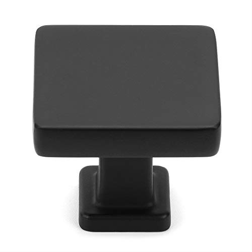 KOOFIZO 10 Pack Matte Black Cabinet Knobs, Square Single Hole Pulls K08