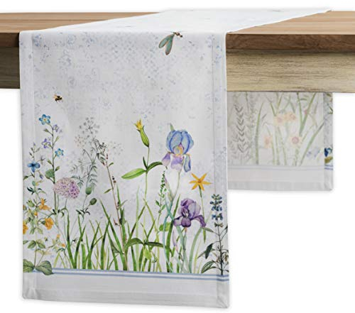 Maison d' Hermine Fleurs De Mai Chemin de Table 100 % Coton pour fêtes Dîner Vacances Cuisine Printemps/Été (50cm x 150cm)