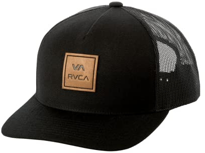RVCA Men's Adjustable Snapback Curved Brim Trucker Hat, Black, 1SZ