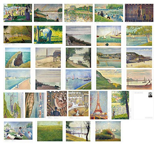 HOSTEESSCHOICE Vintage Art Postkarten-Set, 30 Stück, Postkarten des französischen Künstlers Georges Seurat, Sortimentspackung, berühmte Malerei, 10,2 x 15,2 cm
