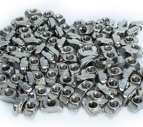 200 st. hammarmutter spår 8 M6/spårsten aluminiumprofil 30 x 30 tillbehör, förnicklad kolstål
