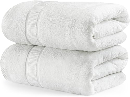 Utopia Towels - 2er Pack Saunatücher 80x200 cm Saunahandtuch 100% Baumwolle mit Aufhängeschlaufe, große Badetücher, saugfähige XXL Handtücher (Weiß)