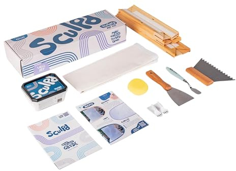 Sculpd Textured Canvas Kit - Complete Art Set with Texture Paste, Canvas, Palette Knife, Wall Hooks, Crafting Tools, Videos & Beginner Guide - DIY Arts & Crafts Gift for Adults, Teens, Men & Women