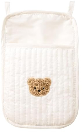 Tewzafiya Organizer per pannolini per lettino, comodino, borsa portaoggetti per culla con 2 tasche, per lettino, organizer per comodino, per cameretta dei bambini, per culla